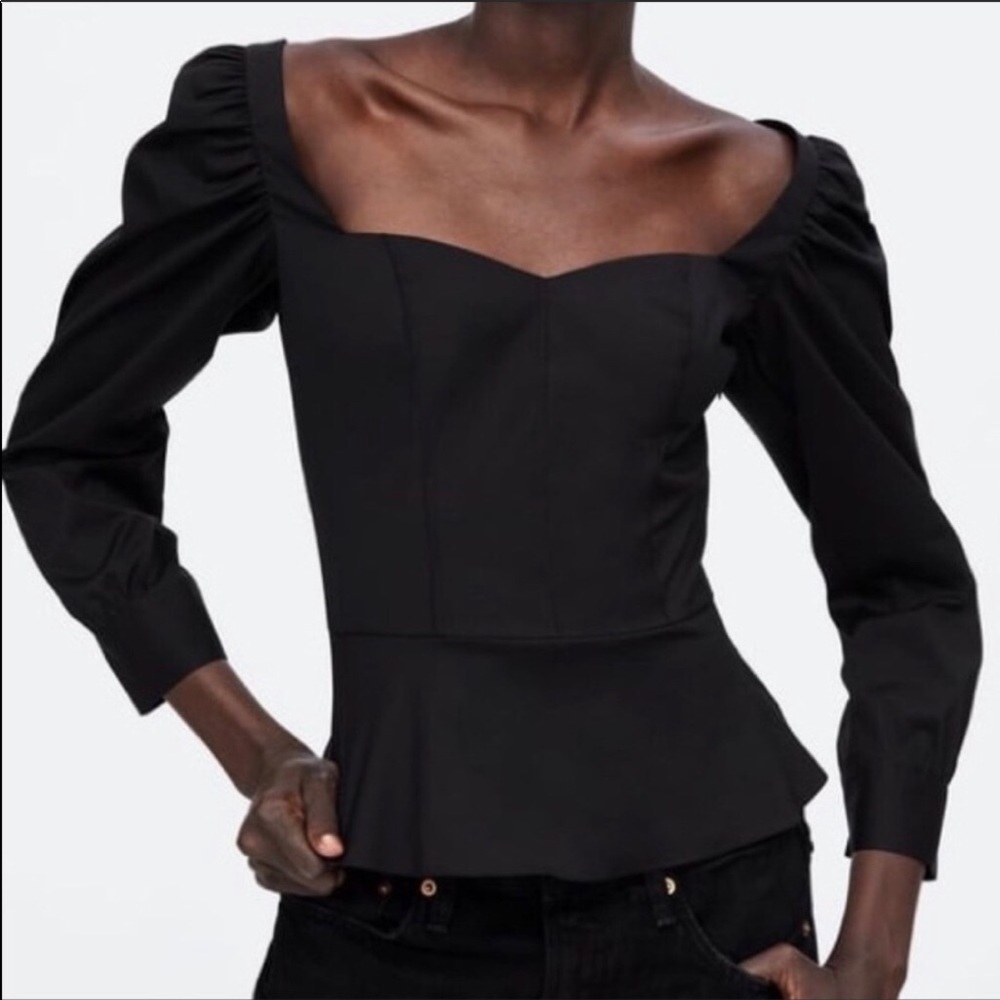 Zara Sweetheart neck peplum top